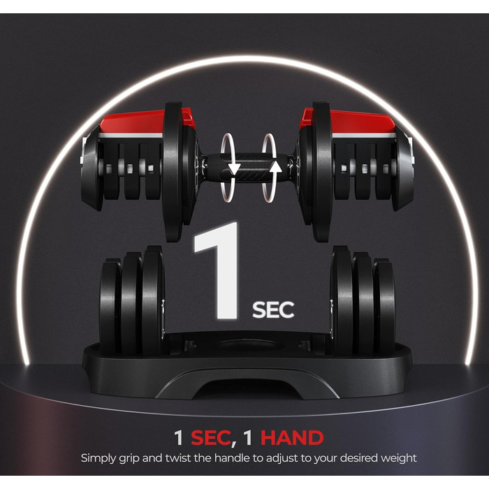 Регульовані гантелі Yaheetech 12/16-в-1, 1.5-18 кг / 3-24 кг / 2-40 кг, швидка зміна ваги, для дому та фітнес-залу