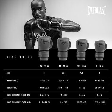 Боксерські рукавички Everlast Powerlock 2R, сірий, 12OZ (унісекс, дорослі)