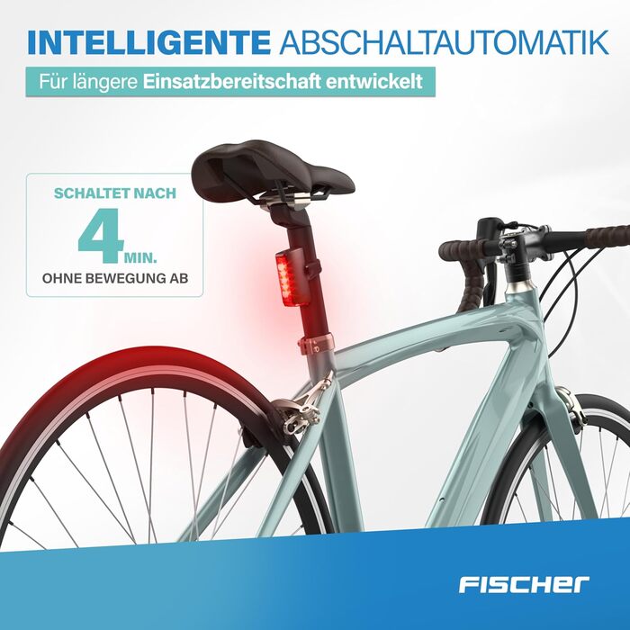 LED акумуляторний задній ліхтар Fischer Stableuchte для велосипеда, зарядний, IPX4, чорний, TWIN (акумуляторний ліхтар + TWIN STOP)