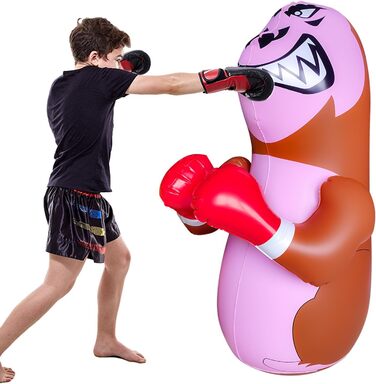 Дитячий боксерський мішок для ударів, стоячий мішок для кікбоксингу, боксерський манекен, надувний, для хлопчиків, спорт, подарунок, активний відпочинок на вулиці, ігри на подвір'ї (Орангутанг)