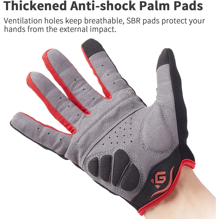 Велосипедні рукавички Vollfinger для чоловіків та жінок з сенсорним екраном, MTB, з гелевою підкладкою, червоні, XL