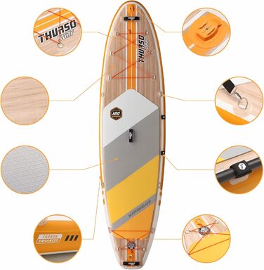 THURSO SURF Надувна SUP-дошка Waterwalker 120 305×76×15 см, комплект: карбонове весло, рюкзак, двокамерний насос, страховочний лиш