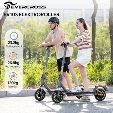 Електросамокат EVERCROSS EV10S MAX з дорожнім допуском, складаний, для дорослих, з додатком, мотор 500 Вт, запас ходу 80-150 км, швидкість до 20 км/год, 10-дюймові вакуумні шини з гелевим шаром