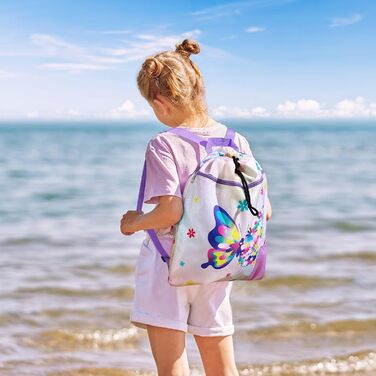 Спортивна сумка WAWSAM для гімнастики з шнурком - 38 × 45 см. Дитяча водонепроникна сумка для плавання, пляжу, покупок (Метелик)