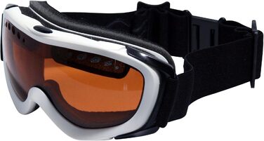 Гірськолижна маска L.A. Sports Snowtec унісекс, біло-оранжева, поляризована, антифог, UV-захист, регульований розмір, для шолома, для жінок і чоловіків