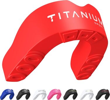 Капа спортивна преміум-якість Titanium - захист щелепи для контактних видів спорту (бокс, ММА, джудо, карате, регбі, хокей, футбол) - червона, з кейсом