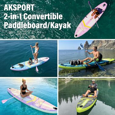 SUP дошка AKSPORT 11' надувна з повним комплектом аксесуарів, 34 дюйми, антиковзке покриття, для дорослих та підлітків (блакитно-зелена)