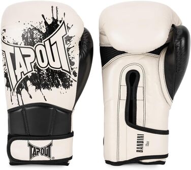 Боксерські рукавички Tapout з натуральної шкіри, 14 унцій, екрю/чорні, пара