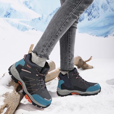 Зимові чоботи ASTERO для хлопчиків 31-38, снігоступи для дітей з шипами, унісекс туристичні чоботи, утеплені, нековзні, блакитні, 36 EU