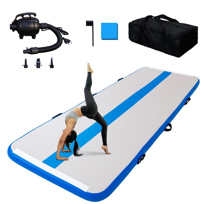 Airtrack мат для гімнастики Tuxedo Sailor 2м/3м/4м, 10см, з електронасосом, синій (300x100x10см)