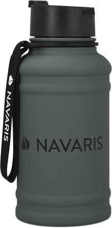 Спортивна пляшка Navaris 1,3 л з нержавіючої сталі, BPA Free, для фітнесу, антрацит