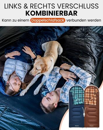 Сплячий мішок KingCamp Flannel для дорослих, 4 сезони, ультралегкий, бавовна, теплий, ковдровий, водонепроникний, для кемпінгу та повсякденного використання, чорний, L, блискавка