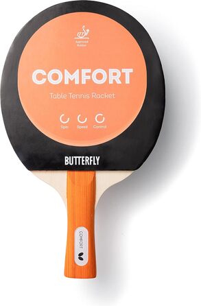 Настільний тенісний ракетка BUTTERFLY Comfort для початківців і профі, ITTF, чорний/червоний, зчеплення, для змагань