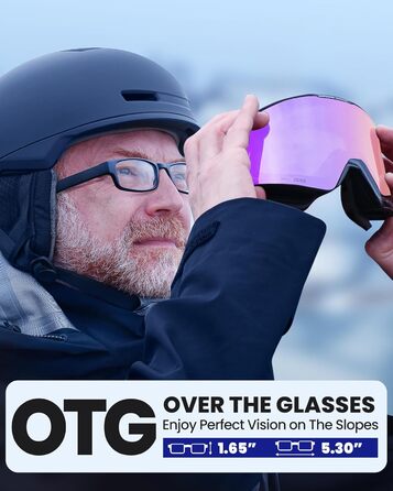 Лижна маска OutdoorMaster Falcon з лінзою ZEISS, OTG, магнітна змінна лінза, антифог, для сноуборду, чоловіків і жінок, фіолетова VLT 21% + жовта лінза