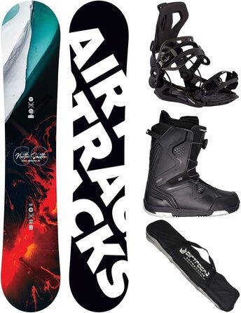 Комплект для сноубордингу Airtracks: сноуборд North South Four Wide Camber 157 см, кріплення Master, черевики Strong Atop 40, сумка для сноуборду