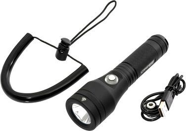 Ліхтар Cressi Astra Black - потужний водонепроникний ліхтар LED для дайвінгу, риболовлі та підводних досліджень (1200 Lumen)