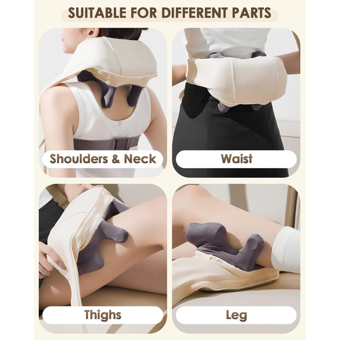 Масажер для шиї Zumghigh з зарядкою Type-C та портативним дизайном, 6D масажер для шиї та плечей для зняття болю, з підігрівом для дому, авто, офісу