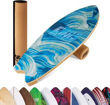 Балансборд BoarderKING Indoorboard Wave для серфінгу та скейтбордингу, тренування рівноваги та нейром'язової реакції, з захисним килимком (хвилястий дизайн)