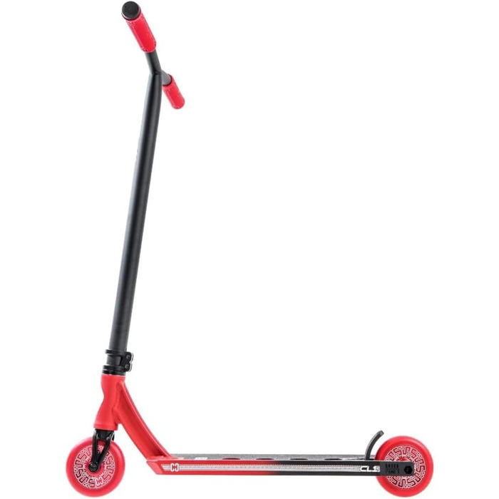 Трюковий самокат CORE Stunt Scooter Trick 110mm, ABEC 9, для дітей та дорослих (від 5 років), регульована висота 78-96 см + наклейка Fantic26 (Чорний/Червоний)