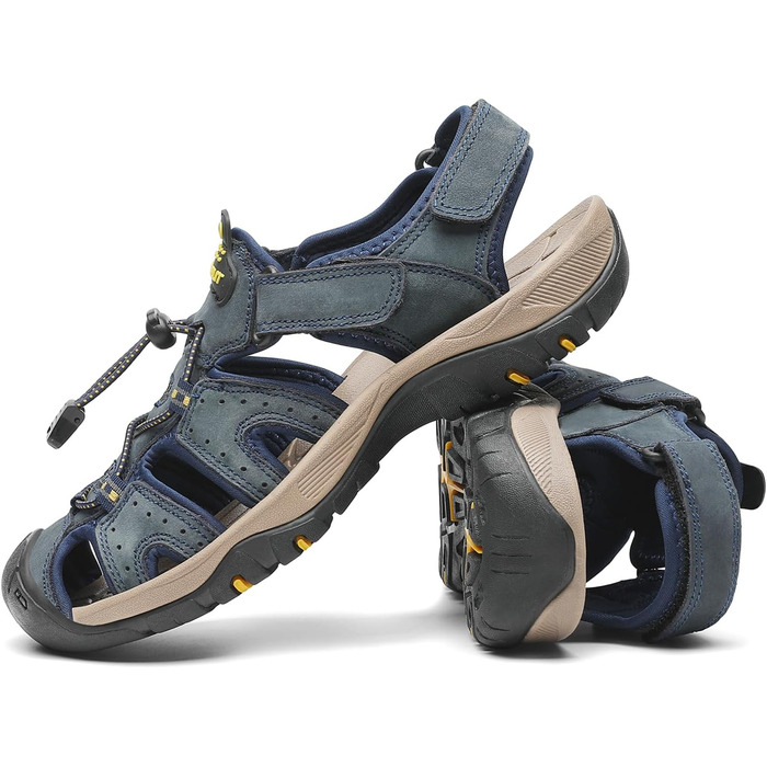Чоловічі сандалі FLARUT для туризму та відпочинку на природі, шкіряні трекінгові сандалі, сині (47 EU)
