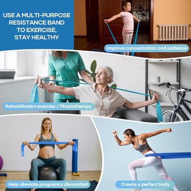 Фітнес-гумки Fokky 4 шт., еластичні стрічки для фітнесу, йоги, пілатесу, для тренувань та м'язового розвитку (синій, зелений, червоний, жовтий)