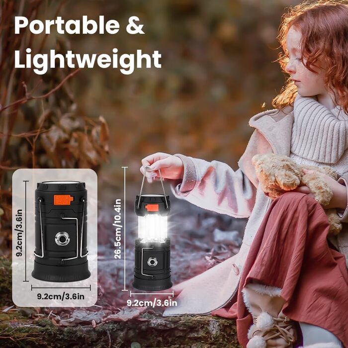 LED кемпінговий ліхтар HOTUT Solar, 3200 mAh, складаний, водонепроникний, з ручкою, USB, ручне заряджання, аварійне освітлення для туризму, риболовлі, SOS, відключень електроенергії 3 в 1