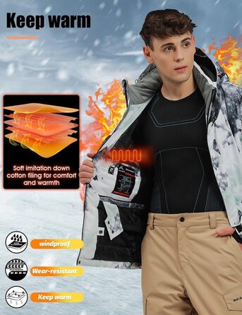 Чоловічий зимовий костюм для сноубордингу та катання на лижах, водонепроникний, вітронепроникний, теплий, для походів та скелелазіння, розмір L, чорний