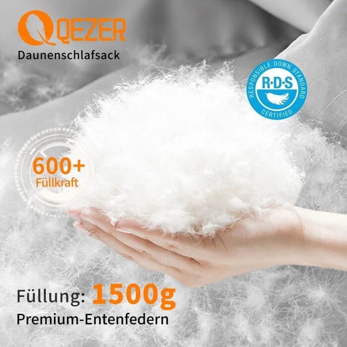 Сплячий мішок пуховий, зимовий, 600FP+, 12°C до -24°C, легкий та теплий, для 3-4 сезонів, кемпінг, трекінг, походи, оранжевий