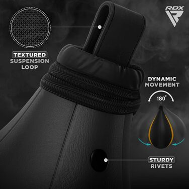 Боксерська груша RDX Speed Bag з поворотним кріпленням, шкіряний, для ударів, MMA, муай-тай, фітнесу, тренувань, кікбоксингу, домашнього залу, жовтий