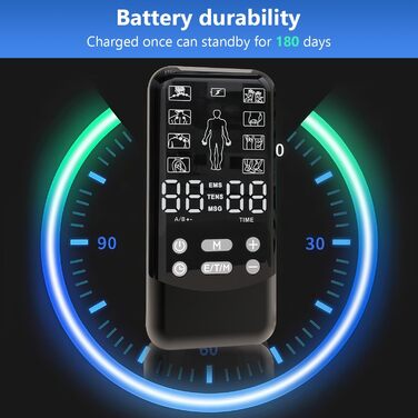 EMS TENS пристрій для терапії болю, 3-в-1 масажер, апарат електростимуляції для зняття болю. 24 програми масажу, 2 канали, 8 електродів