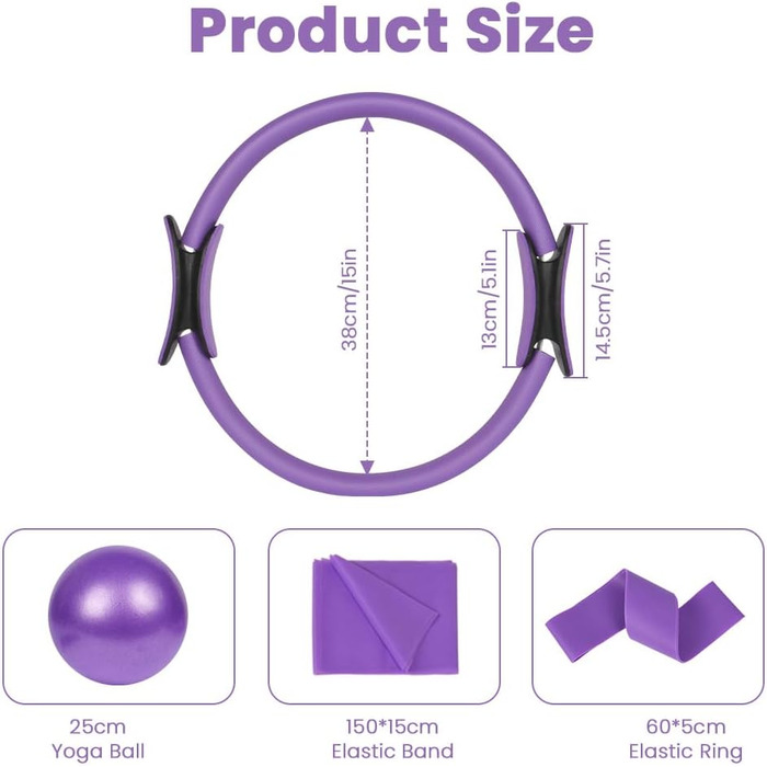 Набір для пілатесу AOOSA: коло, м'яч, стрічки опору. Комплект для йоги вдома