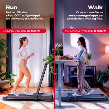 Sportstech Walking Pad: біговий килимок для дому та офісу з регулюванням нахилу до 19%, LED-дисплеєм, компактний та тихий, сумісний з додатком, швидкість до 12 км/год, sPad500/1000 sPad1000