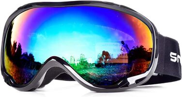 Гірськолижна маска Snowledge для чоловіків і жінок, подвійна лінза OTG, UV400, антифог, вітрозахист, для сноуборду, лиж, сумісна з шоломом, чорна/синьо-зелена (VLT 4.6%)
