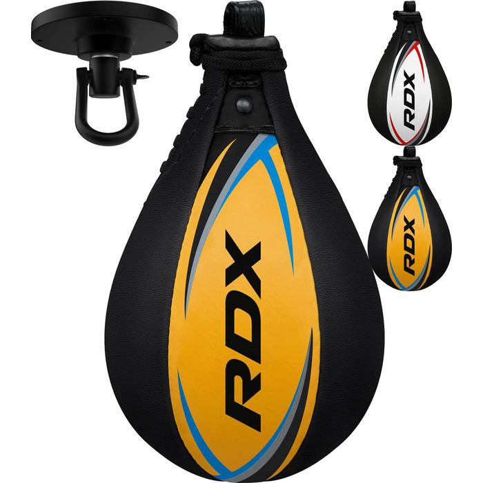 Набір для боксу RDX Speed Bag: шкіряний боксерський м'яч, поворотний кріплення, міцна конструкція, MMA, Муай Тай, фітнес, тренування, бокс, кікбоксинг, домашній спортзал