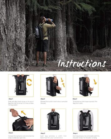 Водонепроникний рюкзак IDRYBAG Dry Bag 30L: сухий, плаваючий, для подорожей, каякінгу, чорний