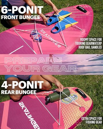 Надувне SUP-борд Skatinger для йоги та катання, 28.9 x 86.4 x 15.2 см, з рюкзаком 1600D, 6 D-кільцями та центральною американською плавником, метеоритний червоний