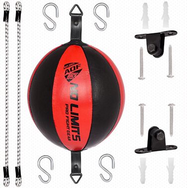 Набір для боксу AQF: боксерська груша, м'яч для швидкості, шкіряні рукавички. Тренування для дорослих. Чорний/червоний