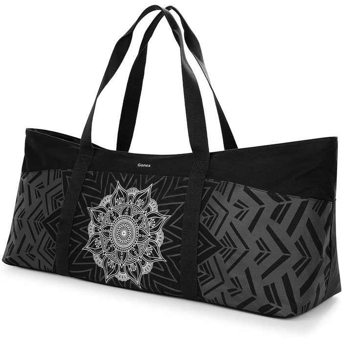 Сумка для йоги Gonex Canvas Extra Large: Водонепроникна спортивна сумка для килимка, блоків та подорожей, Чорна L