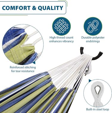 Гамак Vivere Oasis Double Cotton з підставкою (сталь), сумка для транспортування