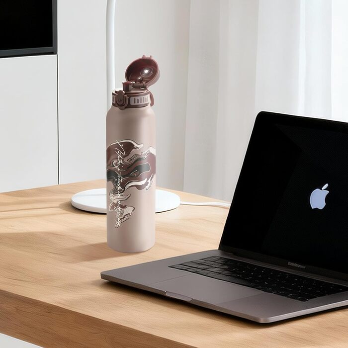 Термос-пляшка UZSPACE 1л (970мл) з нержавіючої сталі, ізольована, з 1-клік відкриванням, без витоку, для спорту, фітнесу, туризму, на вулицю, колір: зелений