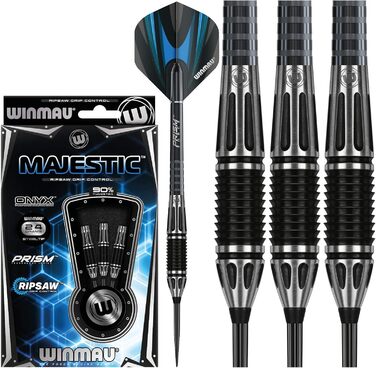 Дротики WINMAU Majestic Profi з вольфраму для дартсу зі сталевим наконечником, набір з оперенням і стрижнями