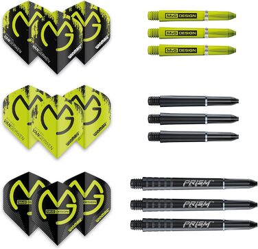 Дротики WINMAU MvG Acclaim 25 г з вольфрамовим сталевим наконечником, набір з оперенням і стрижнями для дартсу