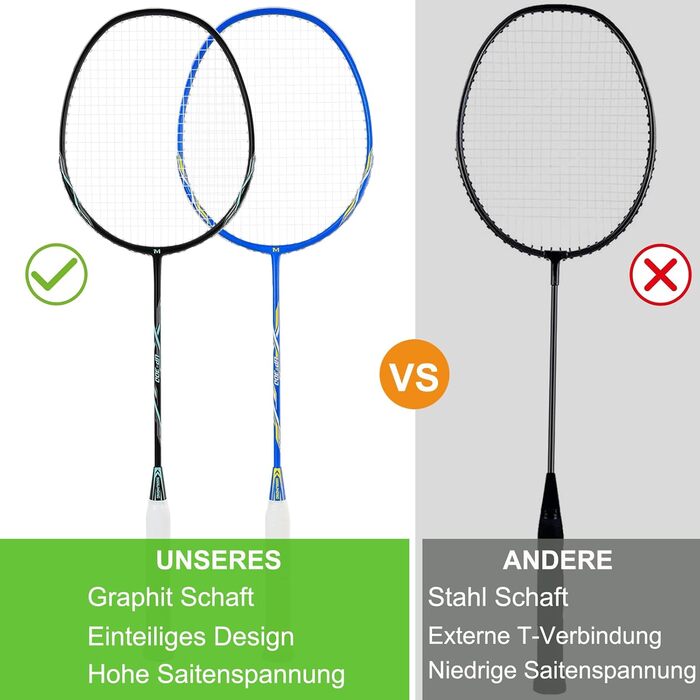 Набір для бадмінтону Graphit: ракетки з карбону, м'ячики, намотка, сумка (UP300)