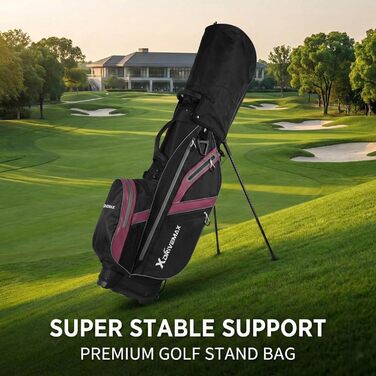 Легкий гольф-мішок Standbag з 8 відділеннями для чоловіків та жінок, преміум-якість, з дощовим чохлом, кишенькою для охолодження та комплектом аксесуарів (червоний/Ausflug, однотонний (Getaway Solids))