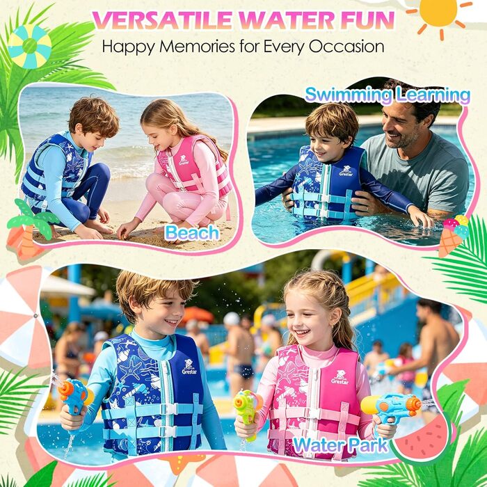 Дитячий рятувальний жилет Kinder Schwimmweste Neopren, рожевий, L (6-9 років / 30-35 кг)
