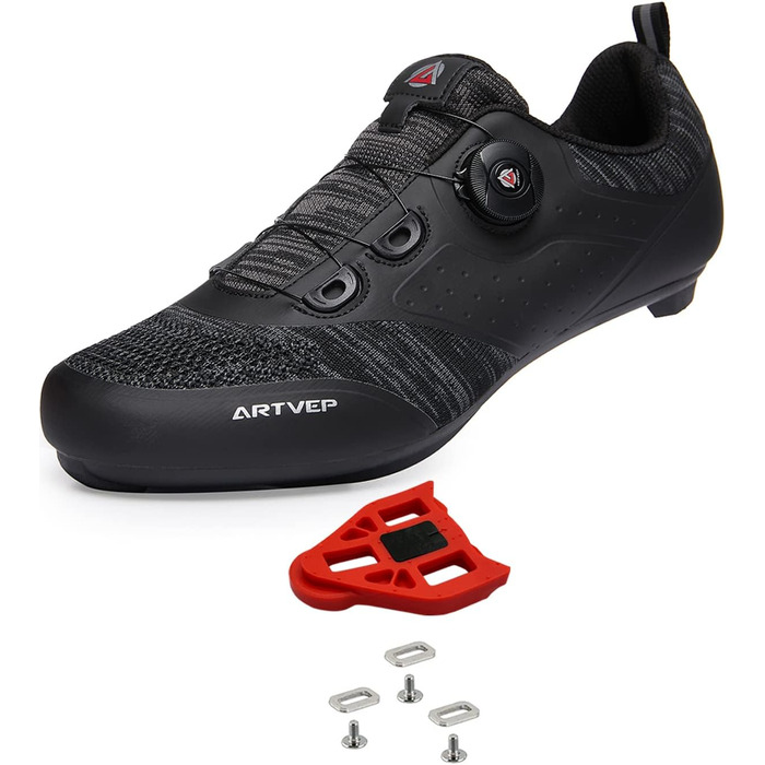 Велотуфлі для чоловіків та жінок: MTB, шосе, сумісні з Peloton та Look ARC Delta. Lock-система Look SPD SPD-SL Delta. Розмір 44 EU, чорний колір