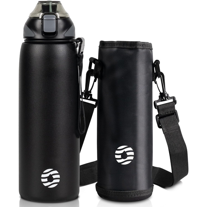 Дитяча термобутилка FJbottle з нержавіючої сталі 1 л, BPA-Free, герметична, для газованої води, спорт, школа, велосипед, чорна