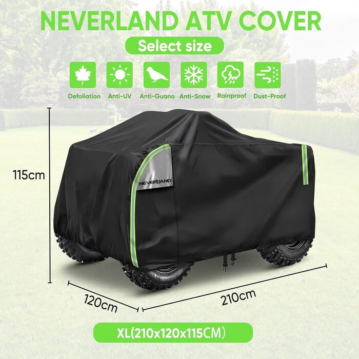 Чохол для квадроцикла NEVERLAND XXXL 256x110x120 см - захист від бруду, вологи, сонця та зимових умов. Оксфорд 210D, оранжевий, з фосфоресцентним покриттям.