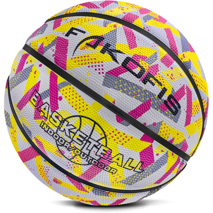 М'яч баскетбольний FAKOFIS, розмір 5 та 7, для гри на вулиці та в залі, тренування, для дітей та дорослих (сірий, рожевий)
