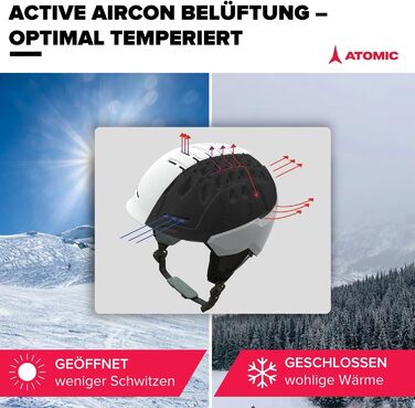 Гірськолижний шолом ATOMIC SAVOR AMID для дорослих, 360° Fit, захист від ударів, вентиляція Aircon, чорний, розмір 55-59